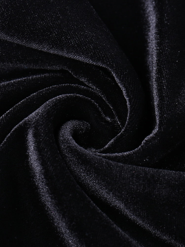 Gothic Cross Velvet Lace Patchwork Midi Dress