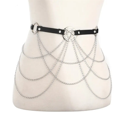 Gothic Pentagram Body Chain Belt