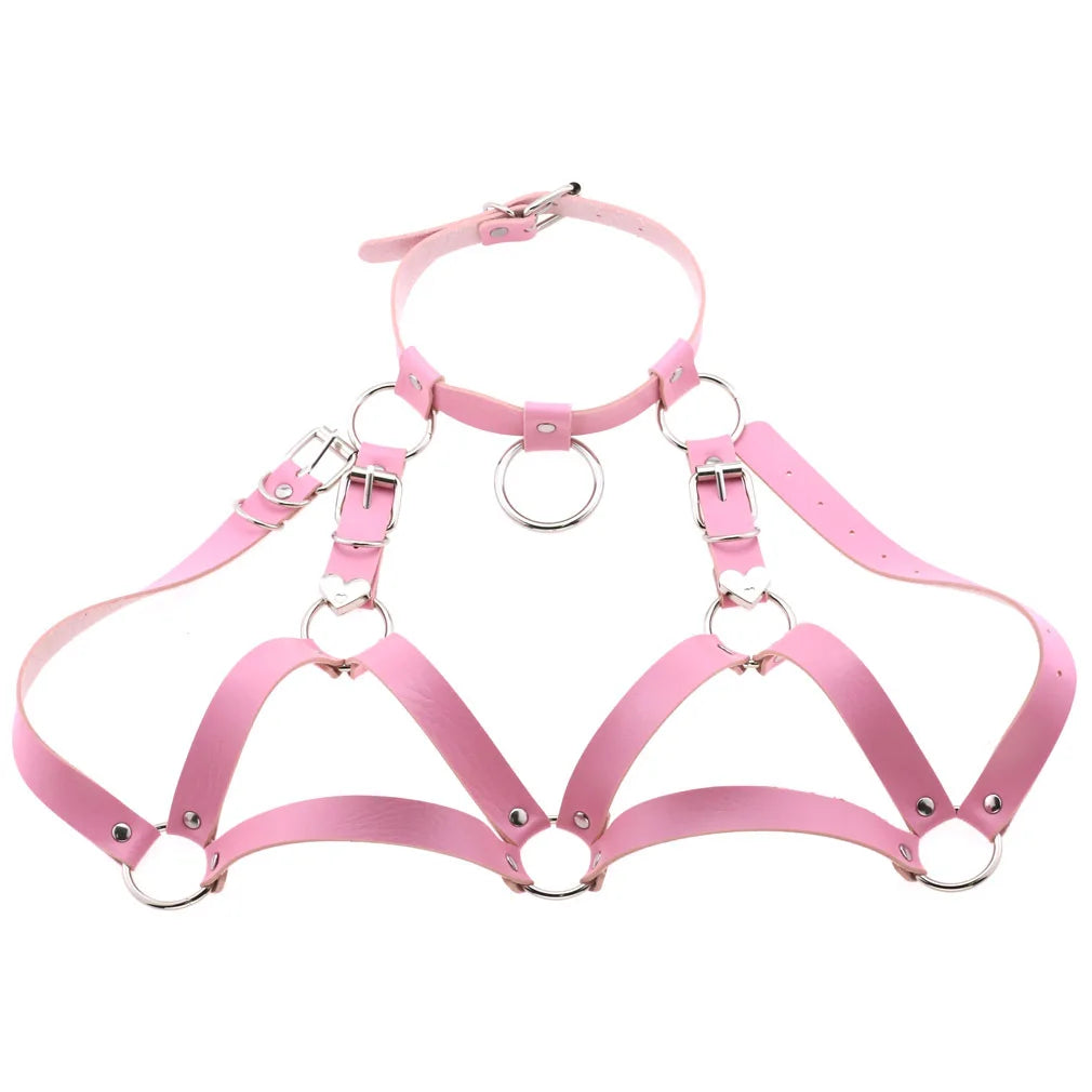 Gothic O-Ring Heart Body Harness (available in 15 colors)