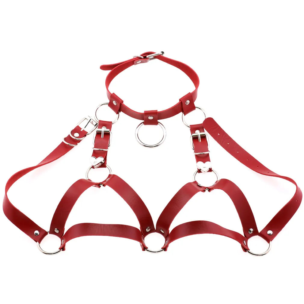 Gothic O-Ring Heart Body Harness (available in 15 colors)