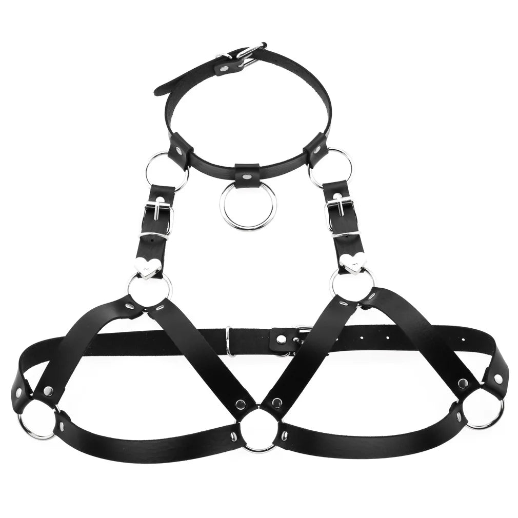 Gothic O-Ring Heart Body Harness (available in 15 colors)