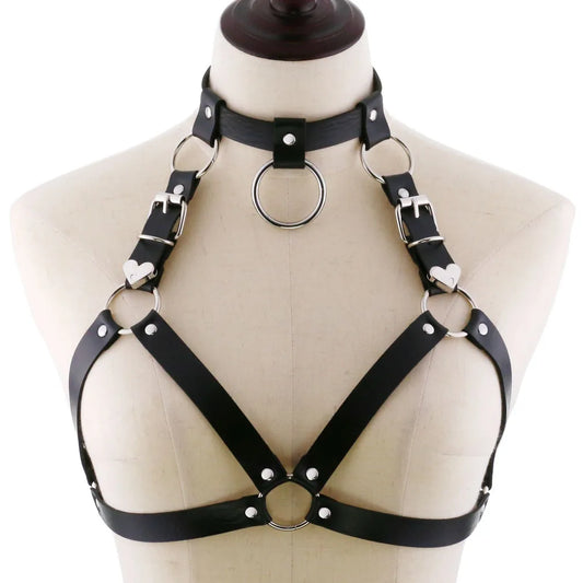 Gothic O-Ring Heart Body Harness (available in 15 colors)