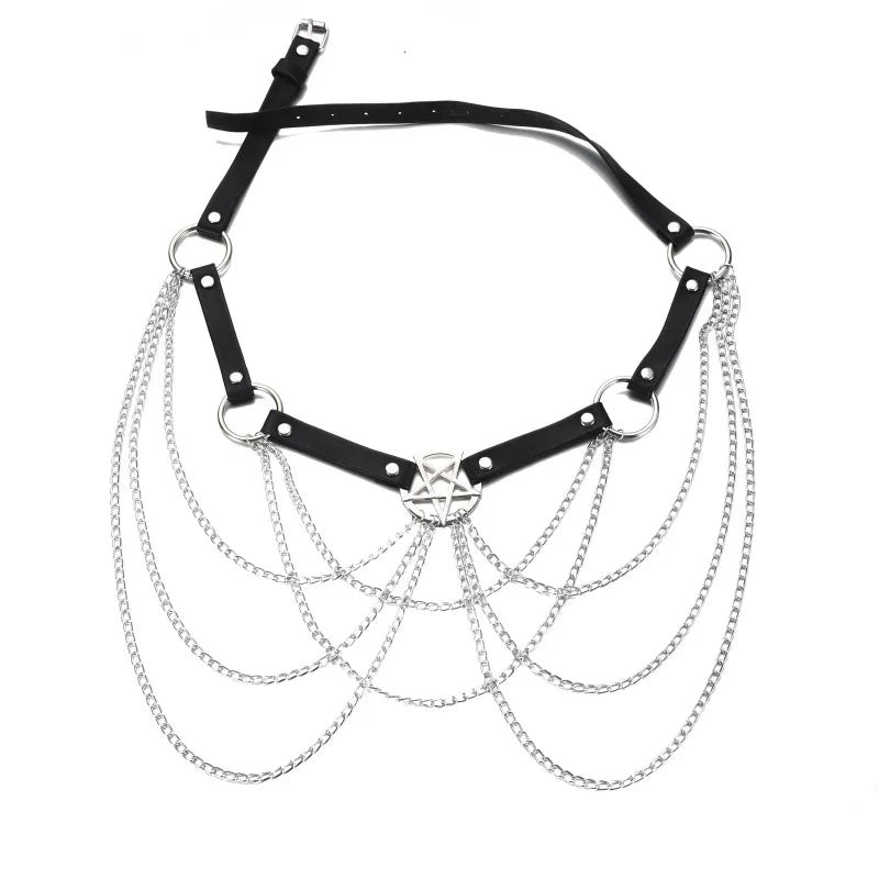 Gothic Pentagram Body Chain Belt