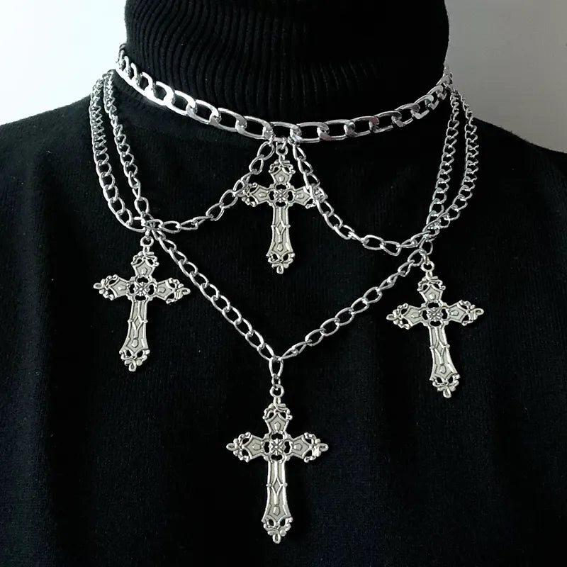 Gothic Crosses Chain Choker Necklace