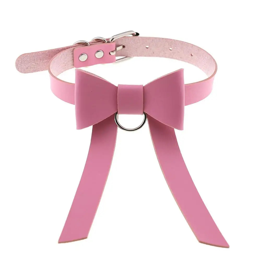 Gothic Coquette Ribbon Bow Choker Necklace (available in 12 colors)