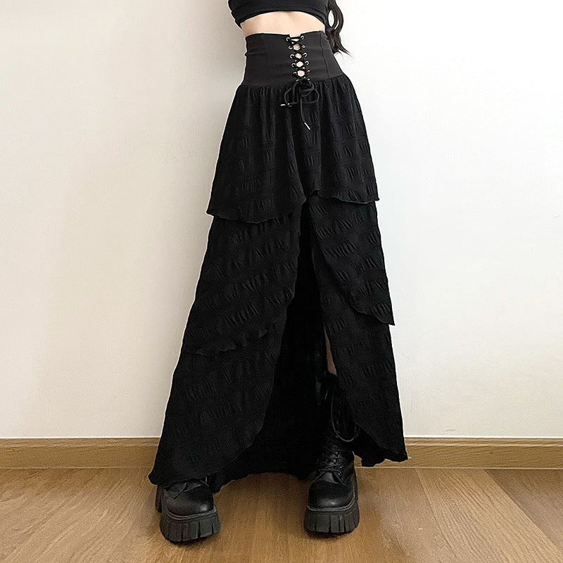 Gothic Romantic Lace Up High Waist Cake Skirt