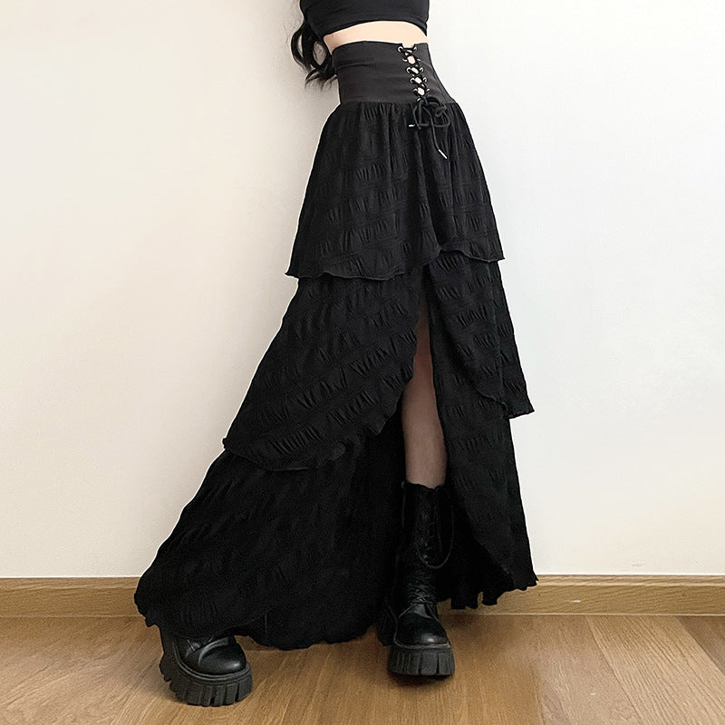 Gothic Romantic Lace Up High Waist Cake Skirt