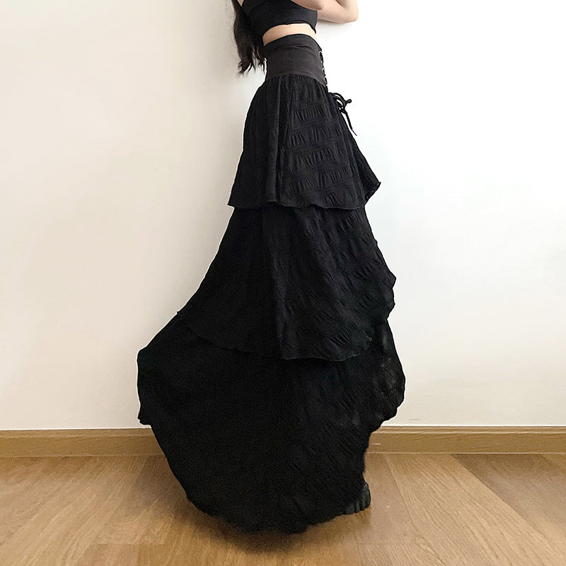 Gothic Romantic Lace Up High Waist Cake Skirt