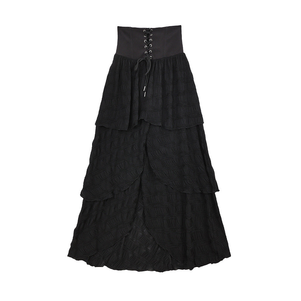 Gothic Romantic Lace Up High Waist Cake Skirt