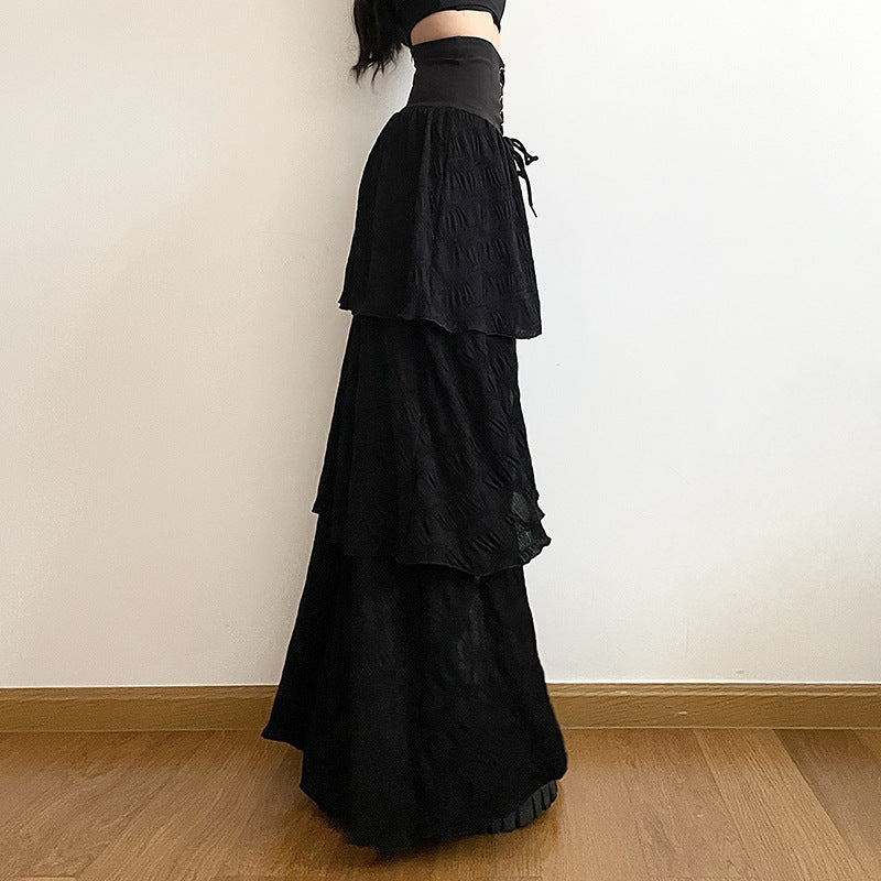 Gothic Romantic Lace Up High Waist Cake Skirt