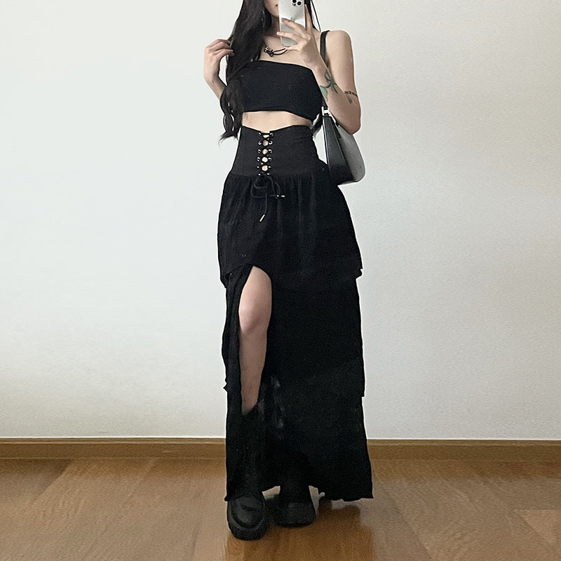 Gothic Romantic Lace Up High Waist Cake Skirt