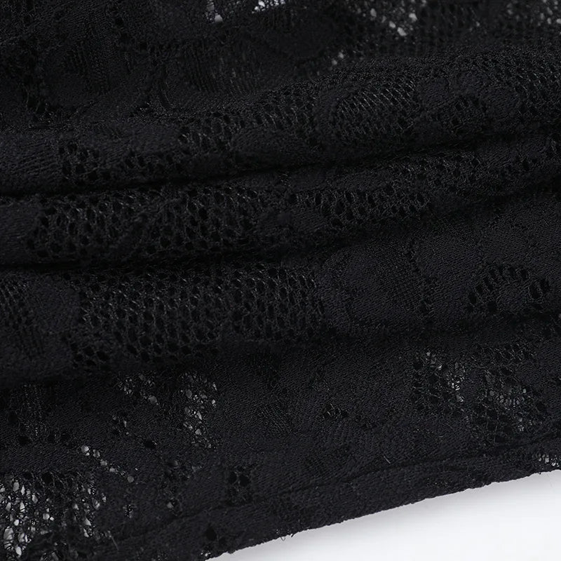 Gothic Vampire V-Neck Chain Beads Lace Bell Sleeves Top