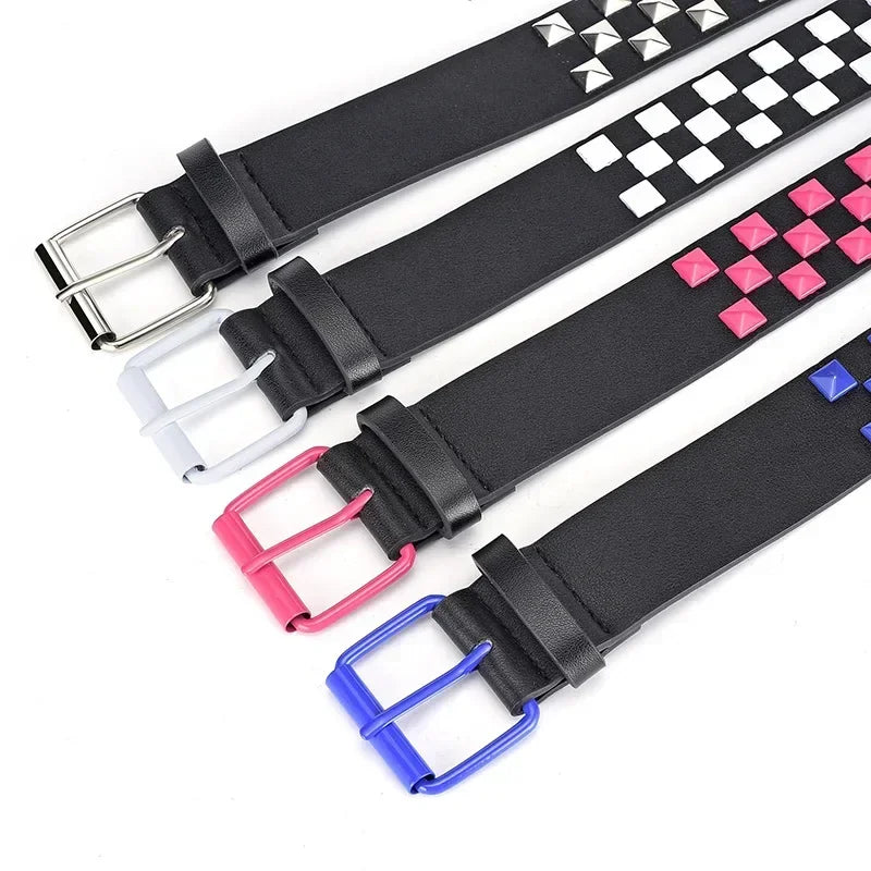 Gothic Punk Emo Square Studs Waist Belt (available in 4 colors)