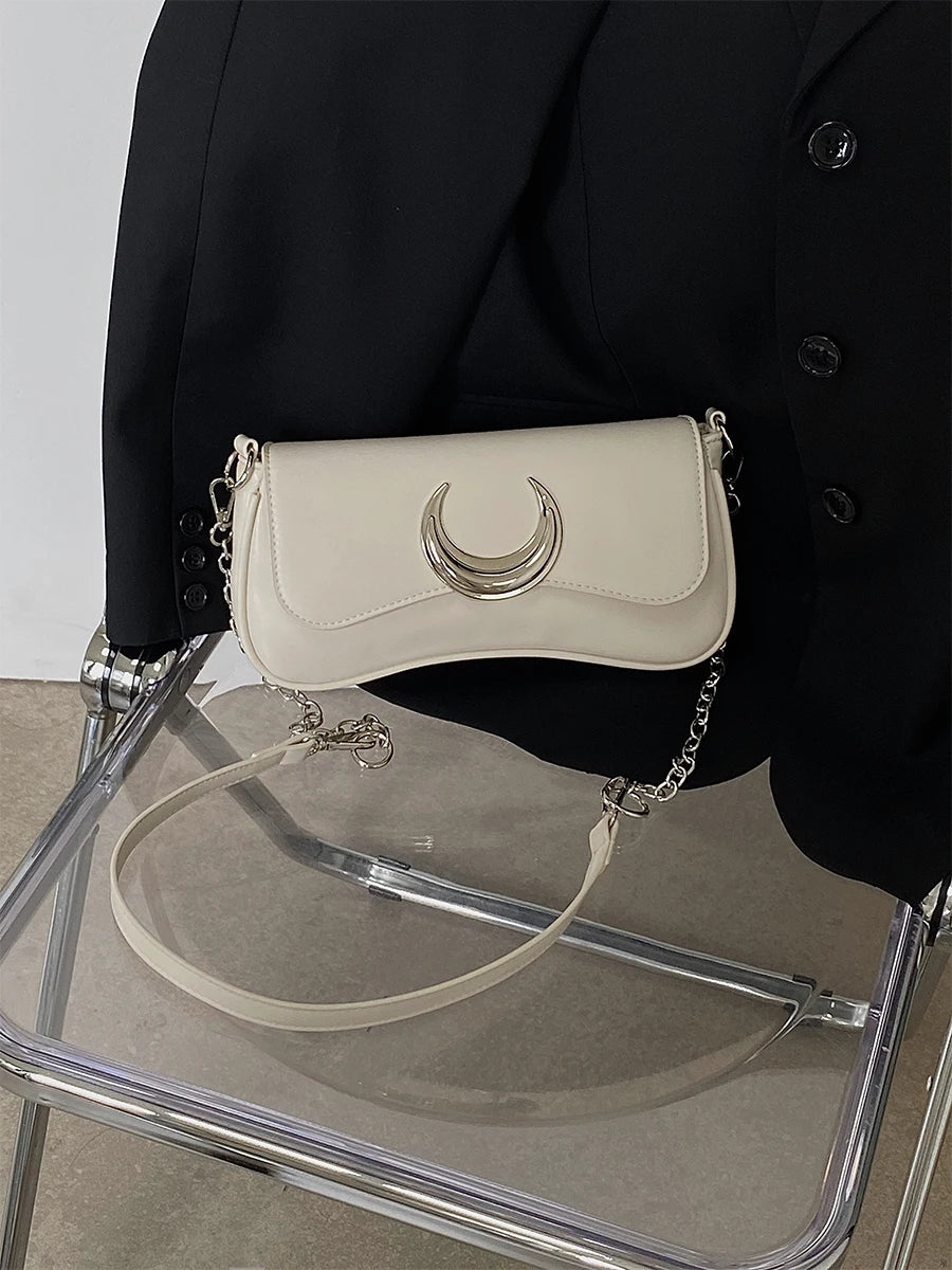 Gothic Dark Alt Goth Luna Moon Chain Small Shoulder Bag
