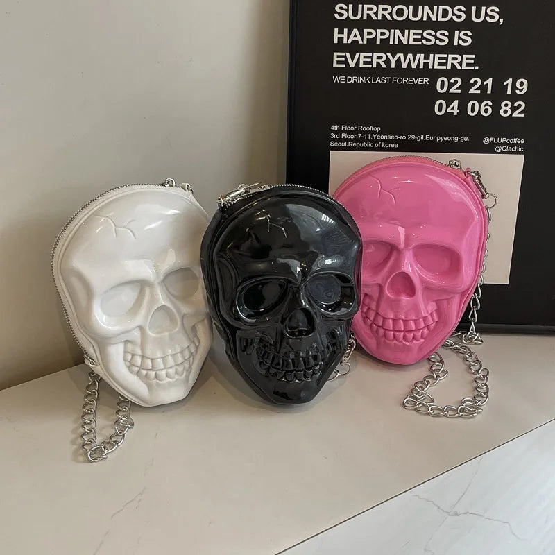Gothic Alt Goth Skull Chain Crossbody Bag (available in 3 colors)