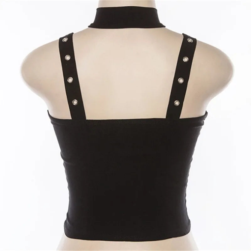 Gothic Alt Goth Zipper Lace Up Top