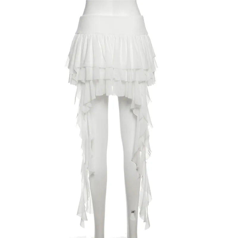 Gothic Romantic Goth Layered Ruffles Tassels Mini Skirt (available in 2 colors)