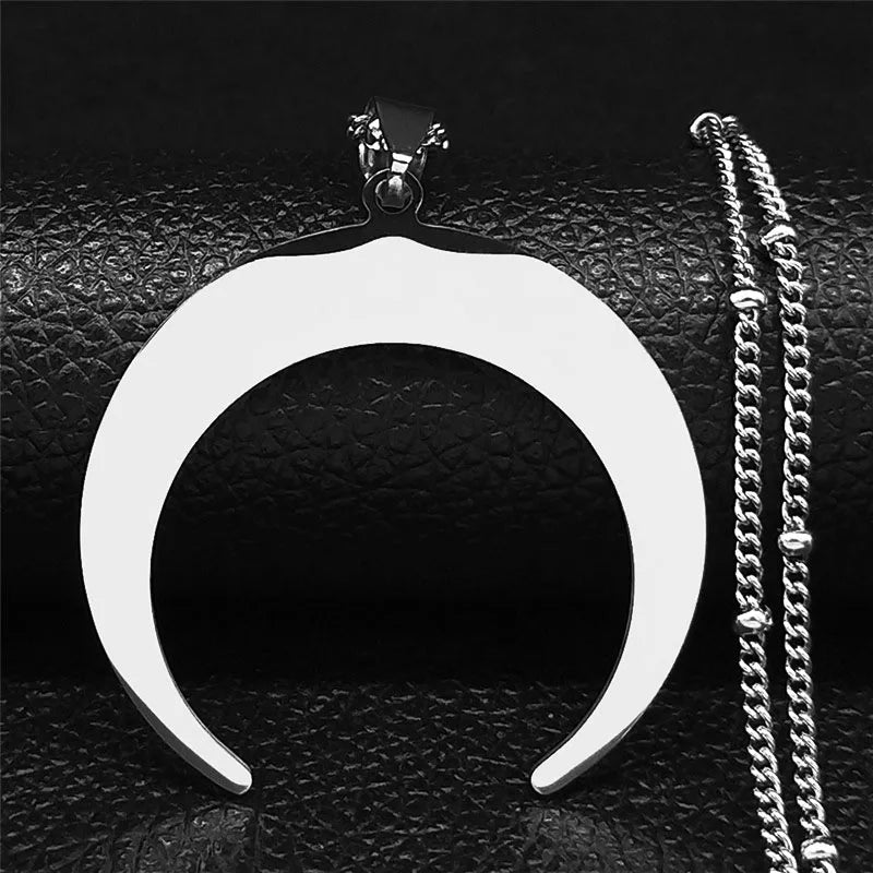 Gothic Large Moon Stainless Steel Necklace (available in 3 colors)
