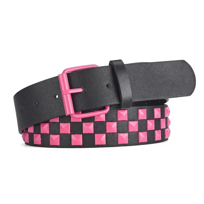Gothic Punk Emo Square Studs Waist Belt (available in 4 colors)