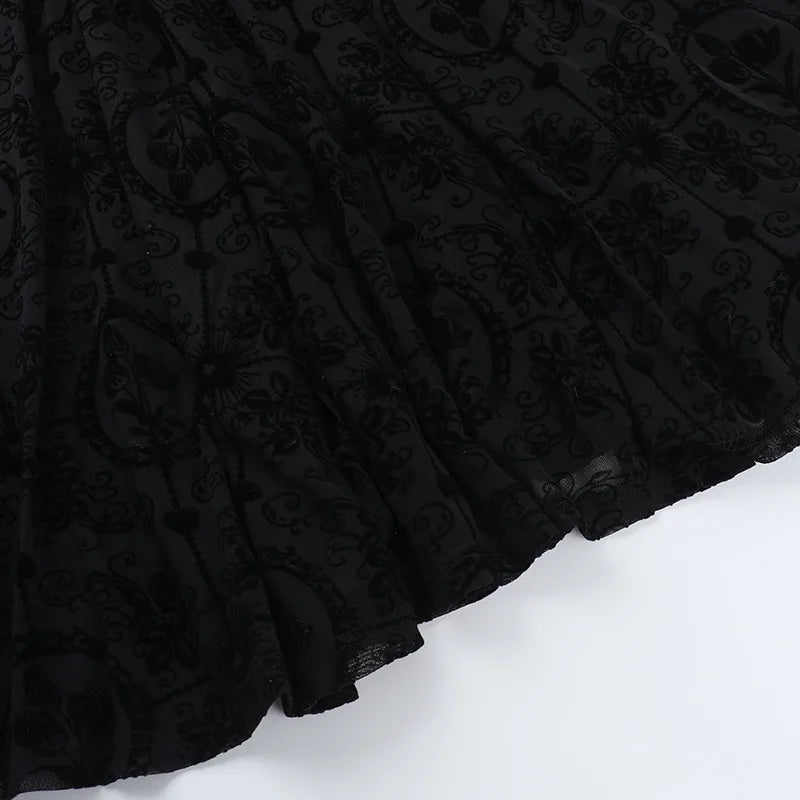 Gothic Alt Goth Dark Vintage Sheer Overlay Spaghetti Strap Dress