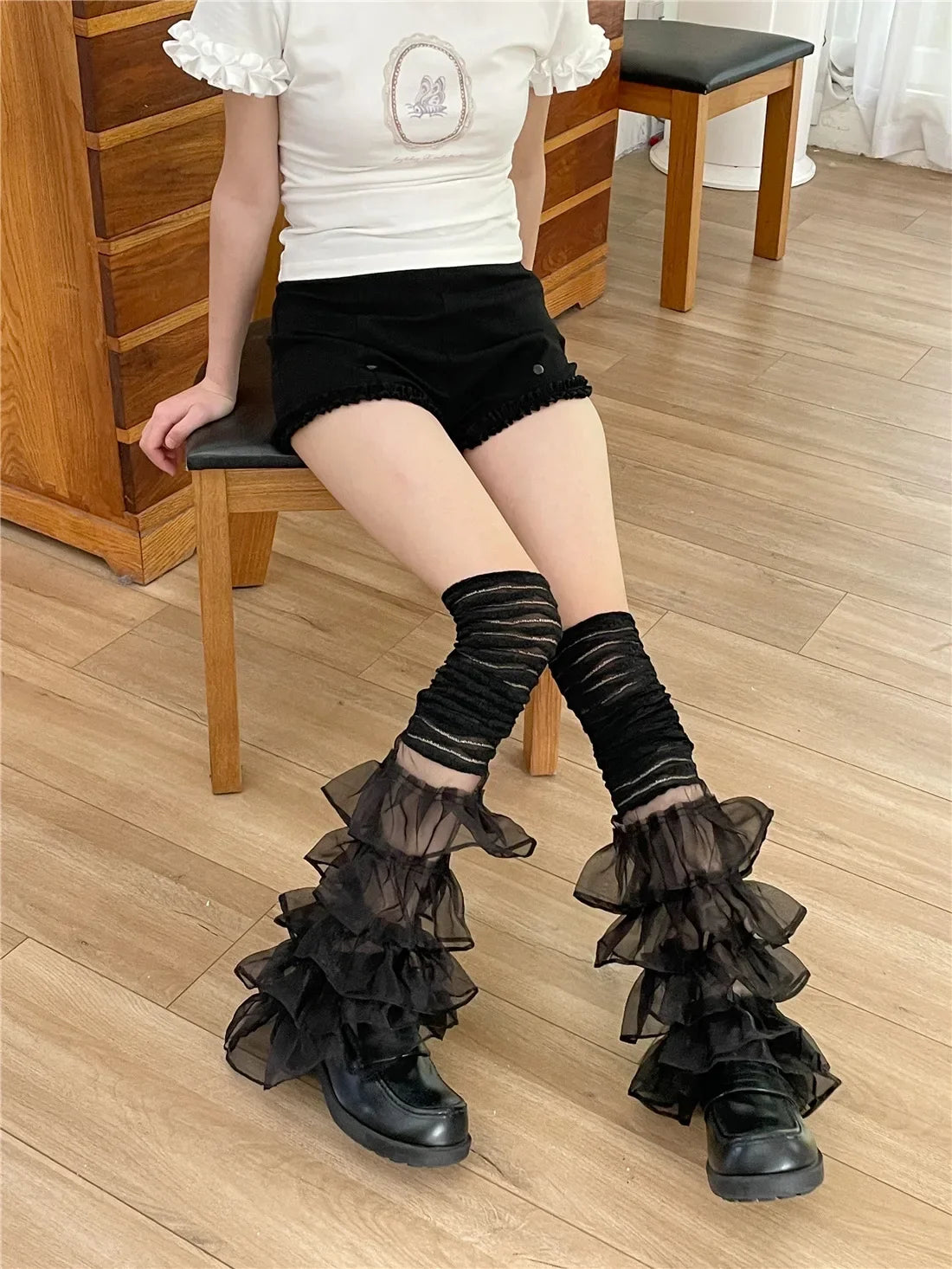 Gothic Punk Y2K Lace Ruffles Over The Knee Leg Warmers Harajuku (available in 6 colors)