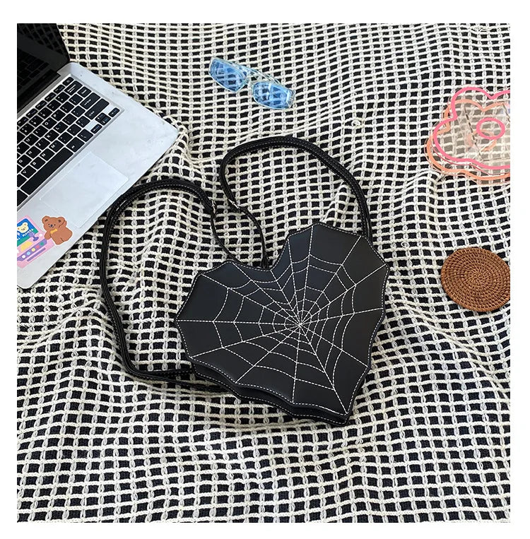 Gothic Heart Spider Web Multiway Backpack Shoulder Bag