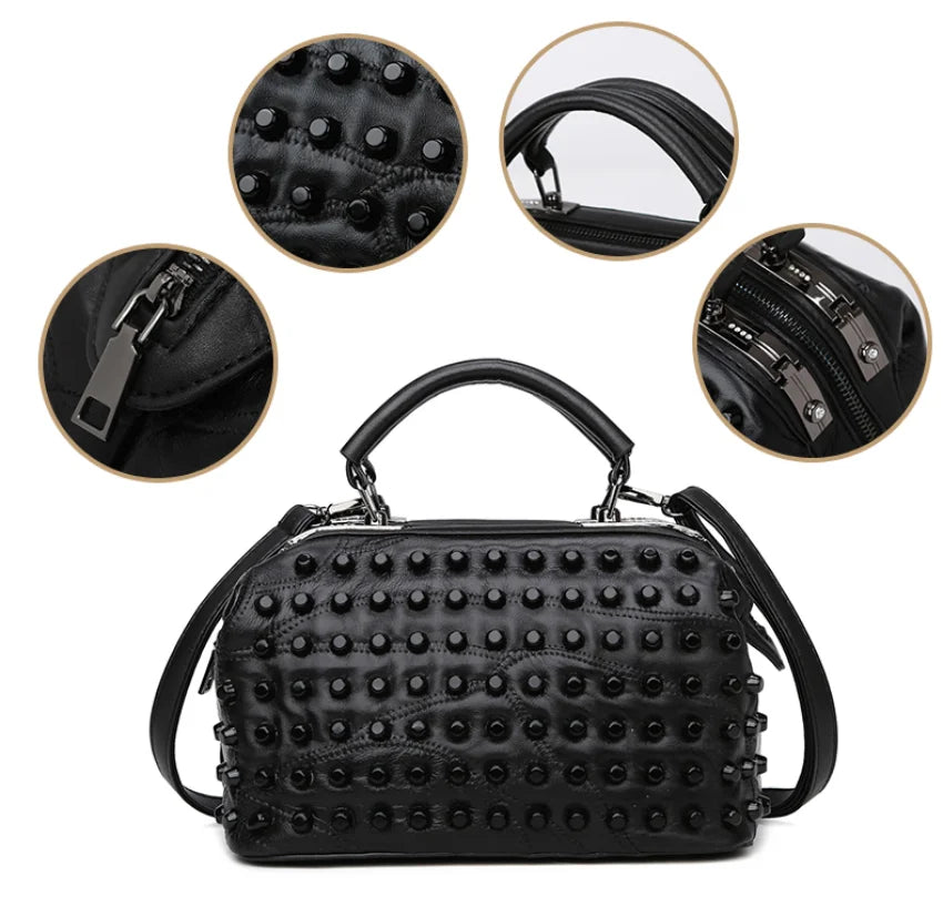 Gothic Alt Goth Rivets Crossbody Handbag Shoulder Bag