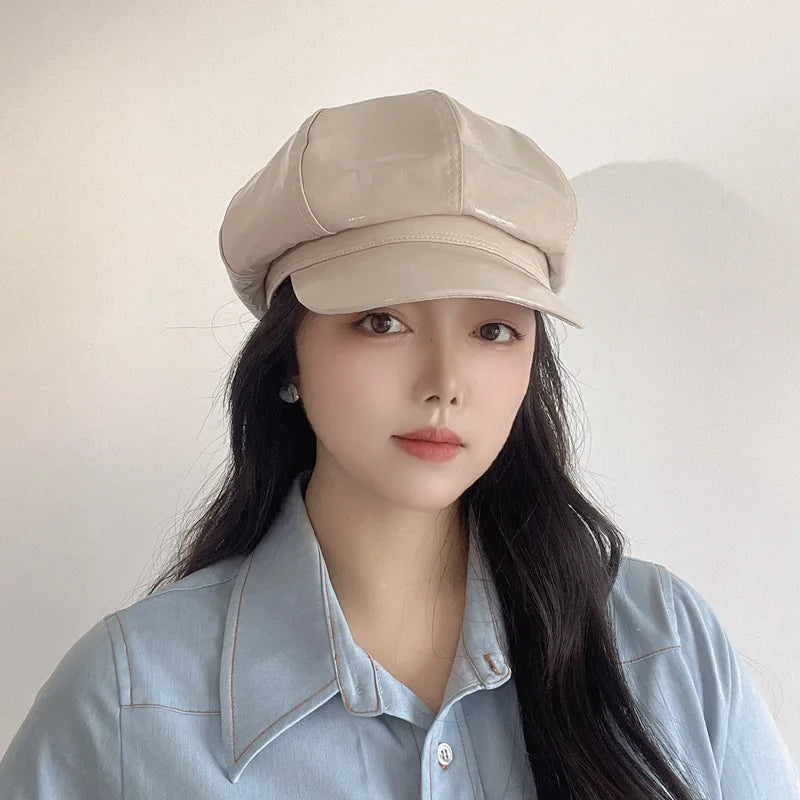 Gothic Punk Alt Goth Faux Leather Newsboy Hat (available in 6 colors)