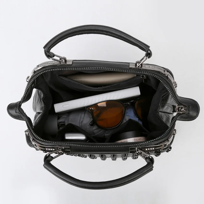 Gothic Alt Goth Rivets Crossbody Handbag Shoulder Bag