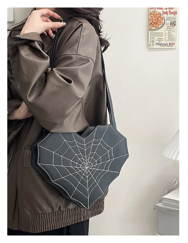 Gothic Heart Spider Web Multiway Backpack Shoulder Bag