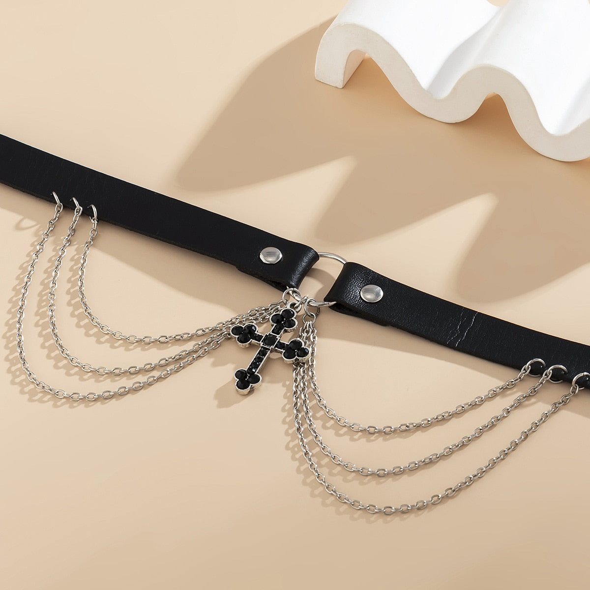 Gothic Black Cross Chain Choker Necklace