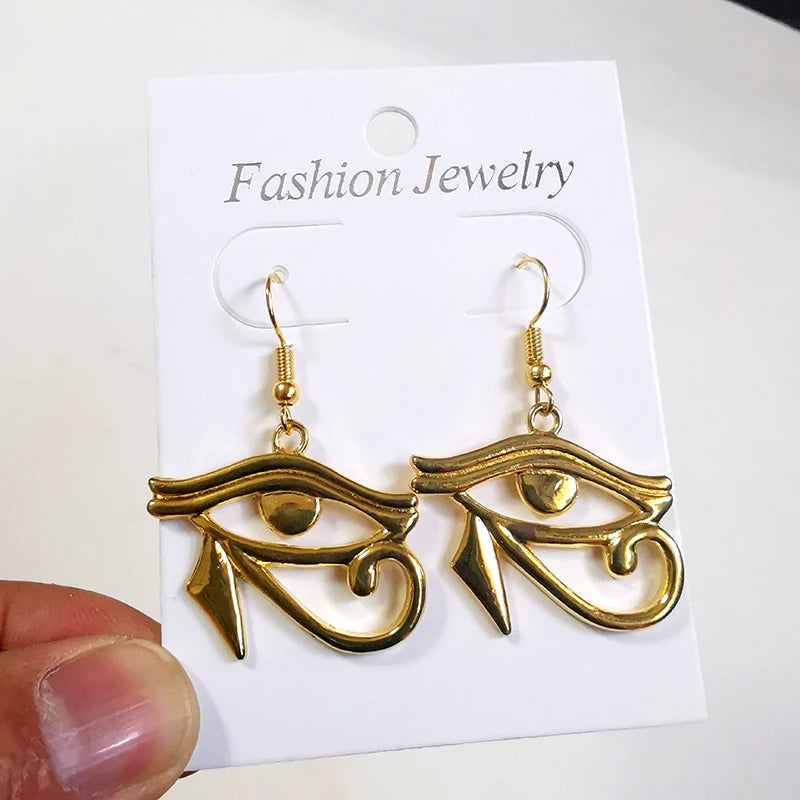 Gothic Egyptian Eye of Ra Drop Earrings