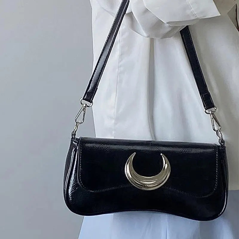 Gothic Dark Alt Goth Luna Moon Chain Small Shoulder Bag
