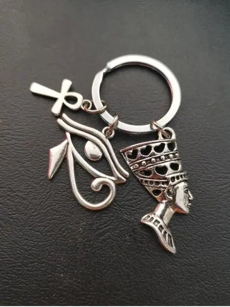 Gothic Ankh Eye of Horus Queen Anubis Egyptian Symbols Key Ring Keychain