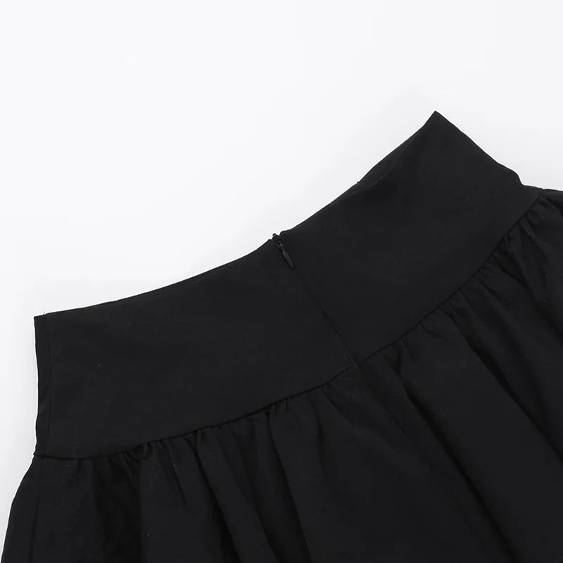 Gothic Alt Cross Patchwork Lace Up Pleated Mini Skirt