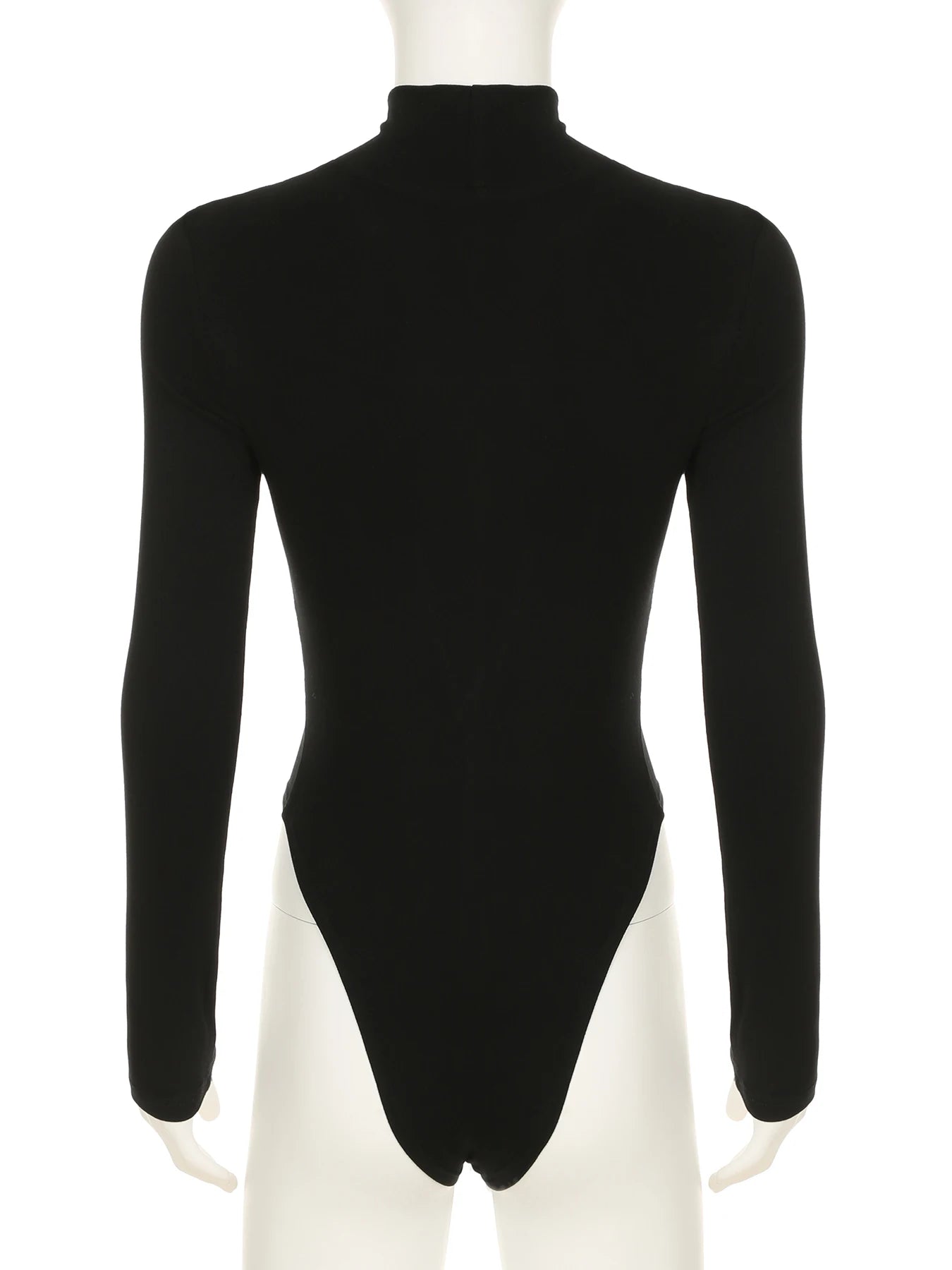 Gothic Alt Goth Key Hole Lace Trim Deep V-Neck Long Sleeve Bodysuit Top