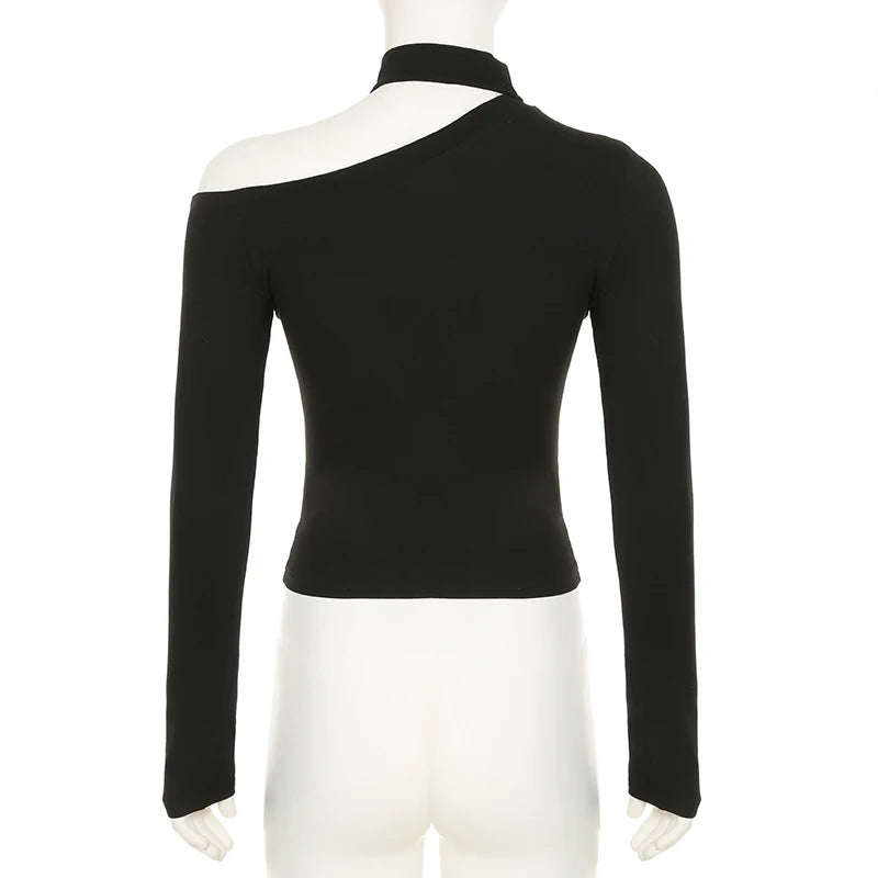 Gothic Alt Goth Cross Sheer Hollow Out Mesh Long Sleeve Top