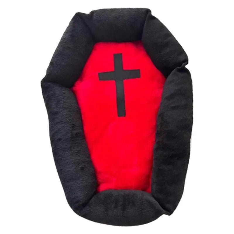 Gothic Halloween Cross Coffin Shaped Cat Puppy Pet Bed