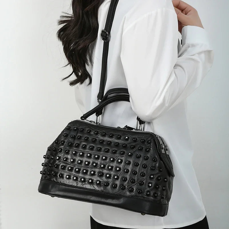 Gothic Alt Goth Rivets Crossbody Handbag Shoulder Bag
