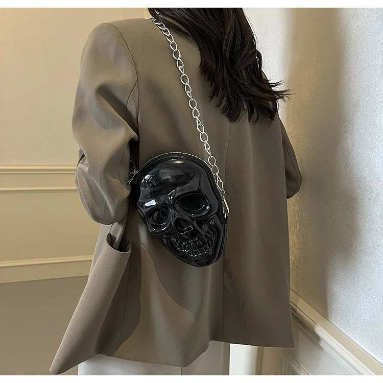 Gothic Alt Goth Skull Chain Crossbody Bag (available in 3 colors)