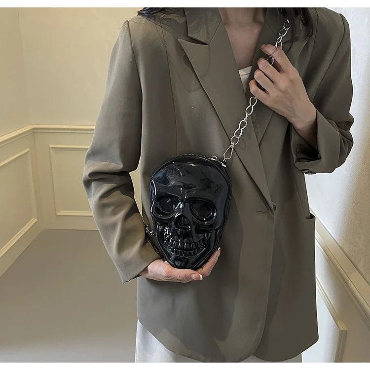 Gothic Alt Goth Skull Chain Crossbody Bag (available in 3 colors)