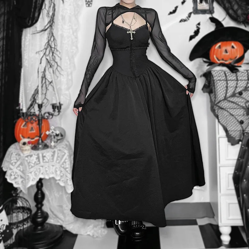 Gothic Alt Goth Sheer Hooded Shrug Spaghetti Strap Waist Cinch Style L ROCK 'N DOLL Gothic Alt Goth Sheer Hooded Shrug Spaghetti Strap Waist Cinch Style L ROCK 'N DOLL