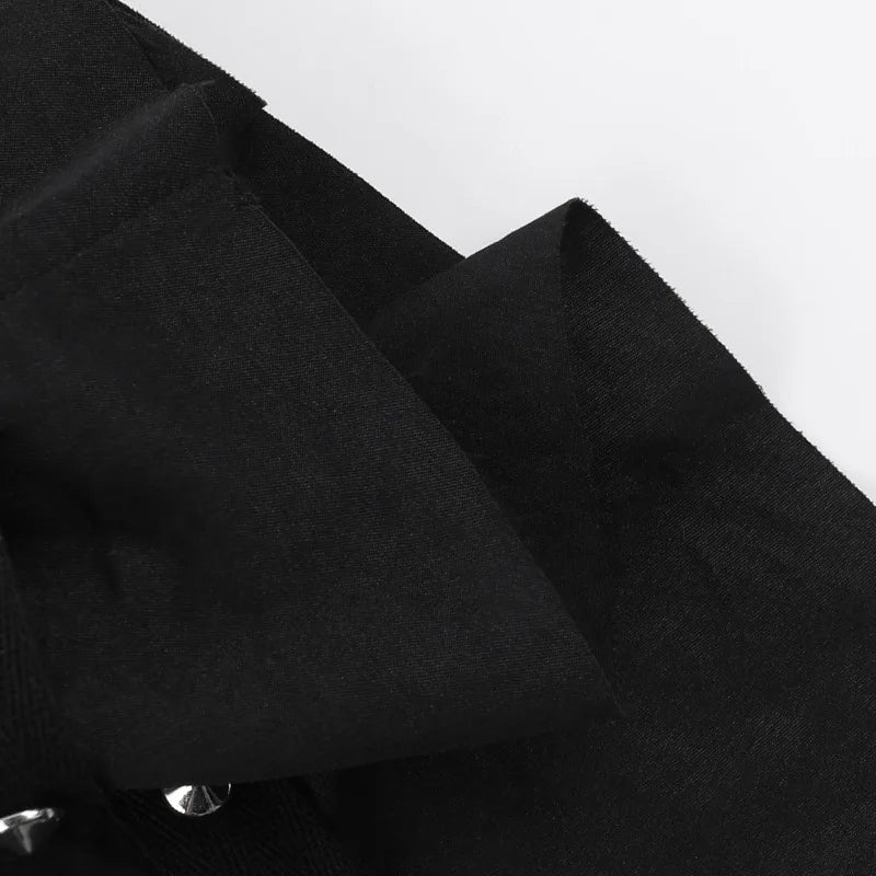 Gothic Alt Goth Rivets Double Lace Up Mini Skirt