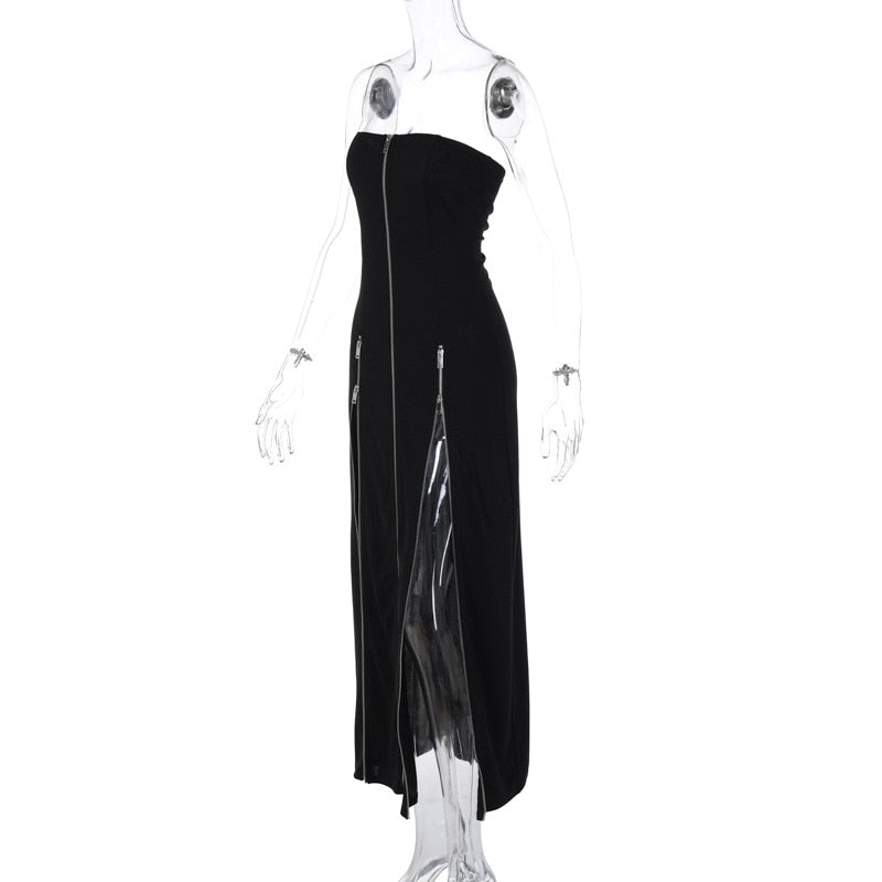 Gothic Y2K Zipper Tube Dress