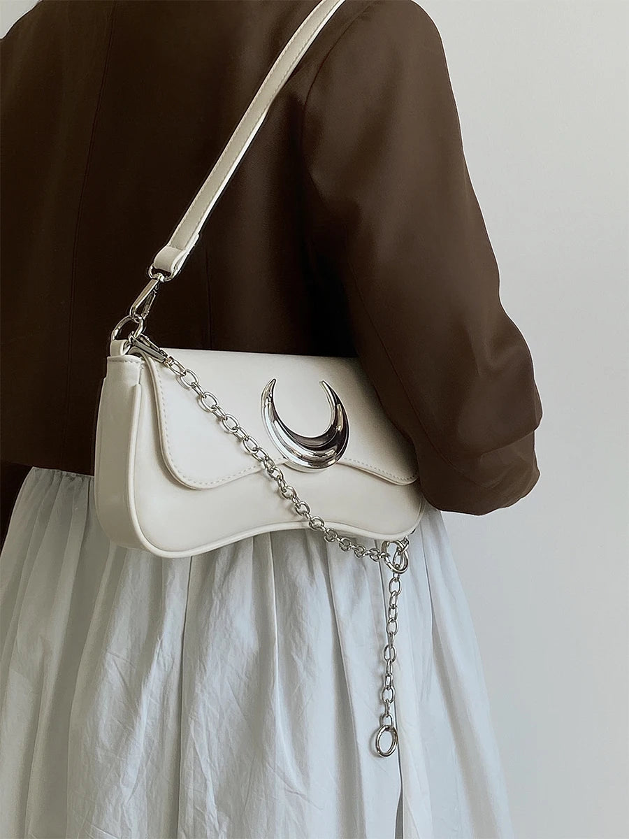 Gothic Dark Alt Goth Luna Moon Chain Small Shoulder Bag