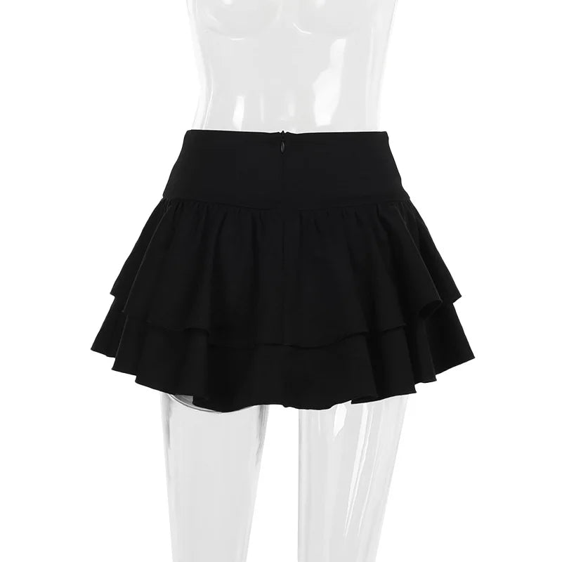 Gothic Alt Cross Patchwork Lace Up Pleated Mini Skirt