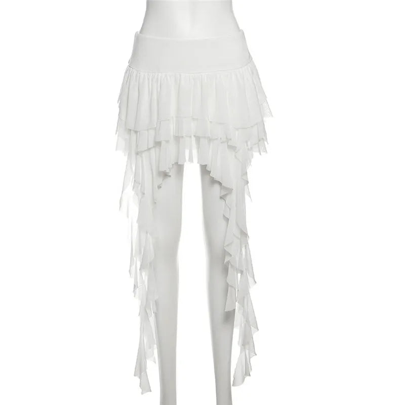 Gothic Romantic Goth Layered Ruffles Tassels Mini Skirt (available in 2 colors)