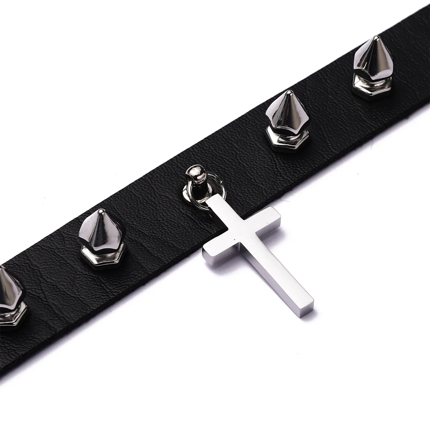 Gothic Spikes Cross Choker Necklace