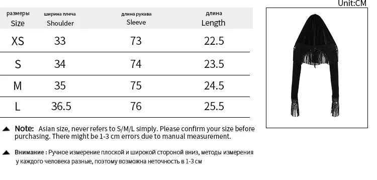 Gothic Alt Goth Hooded Tassel Patchwork Bolero Shrug Top