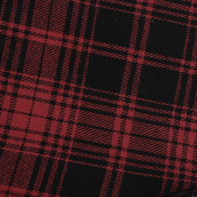 Gothic Grunge Alt Goth Harajuku Black Red Plaid Irregular Hem Mini Skirt